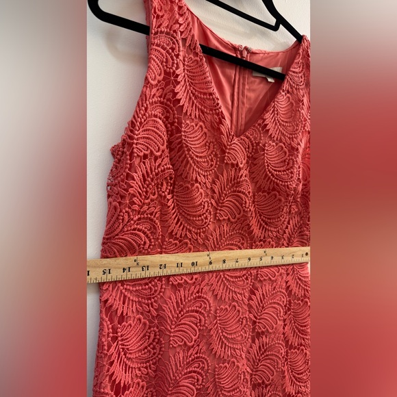 NWT LOFT Coral Pink Floral Lace Sheath Dress Size 6 $98 - Picture 8 of 9